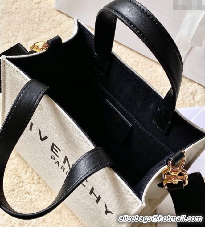 Top Grade Givenchy Mini G-Tote shopping bag in canvas 8016 Beige/Black 2025