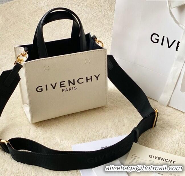 Top Grade Givenchy Mini G-Tote shopping bag in canvas 8016 Beige/Black 2025