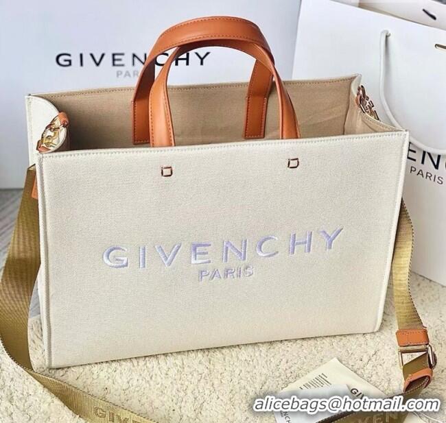 Shop Grade Givenchy Medium G-Tote shopping bag in canvas 8017 Beige/Brown 2025