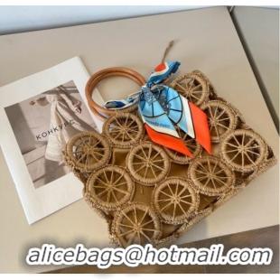 Grade Quality Hermes Straw Top Handle Bag 0723 Khaki 2025