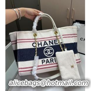 Market Sells Chanel Deauville Large Shopping Bag 0723 Navy Blue 2025