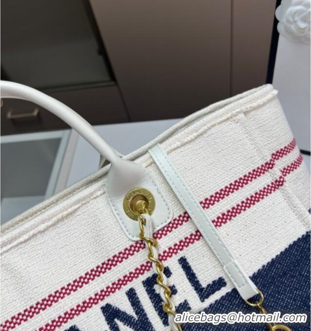 Market Sells Chanel Deauville Large Shopping Bag 0723 Navy Blue 2025