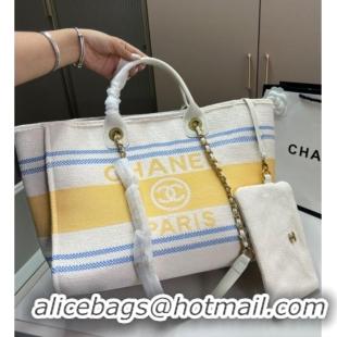 New Release Creation Chanel Deauville Large Shopping Bag 0723 Yellow 2025