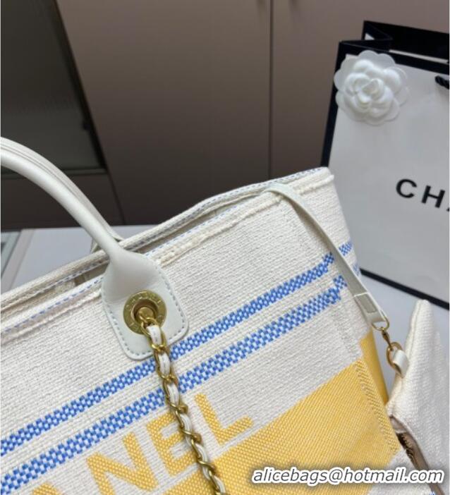 New Release Creation Chanel Deauville Large Shopping Bag 0723 Yellow 2025