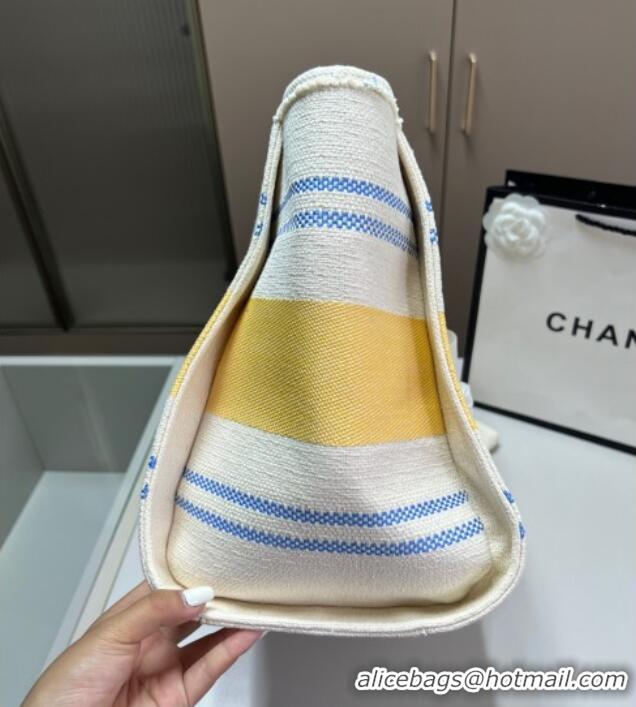 New Release Creation Chanel Deauville Large Shopping Bag 0723 Yellow 2025