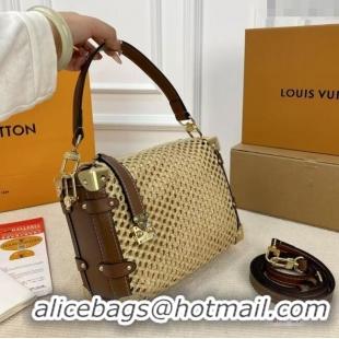 Spot Cheap Louis Vuitton Side Trunk MM Bag in Straw M14405 2025