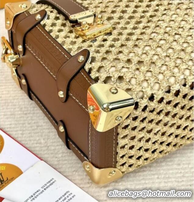 Spot Cheap Louis Vuitton Side Trunk MM Bag in Straw M14405 2025