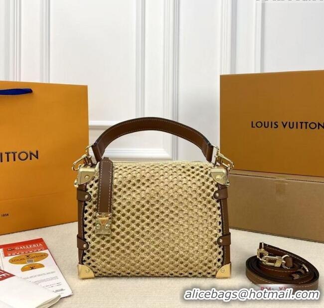 Spot Cheap Louis Vuitton Side Trunk MM Bag in Straw M14405 2025