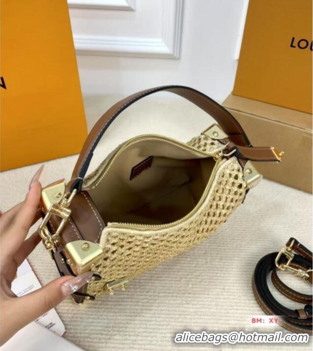 Spot Cheap Louis Vuitton Side Trunk MM Bag in Straw M14405 2025