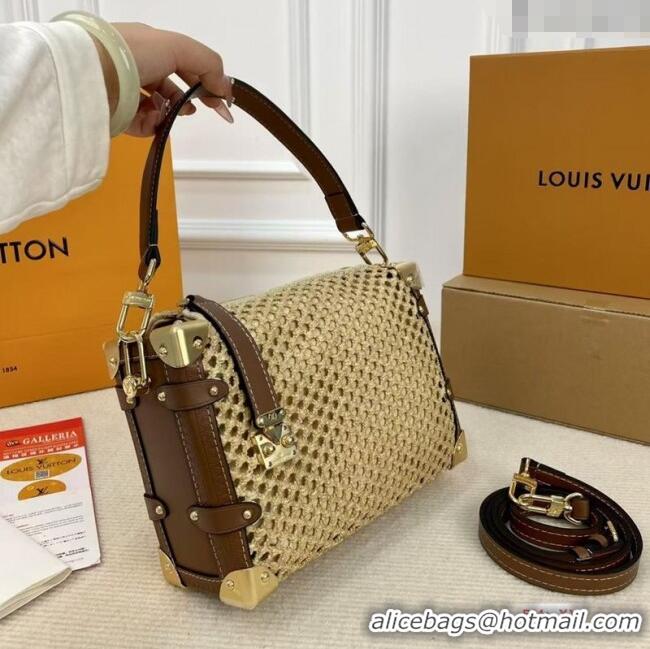Spot Cheap Louis Vuitton Side Trunk MM Bag in Straw M14405 2025