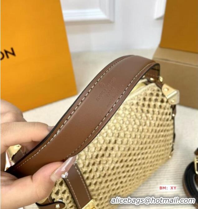 Spot Cheap Louis Vuitton Side Trunk MM Bag in Straw M14405 2025