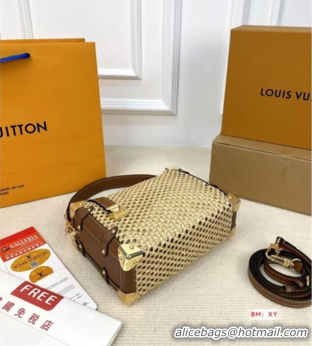 Spot Cheap Louis Vuitton Side Trunk MM Bag in Straw M14405 2025