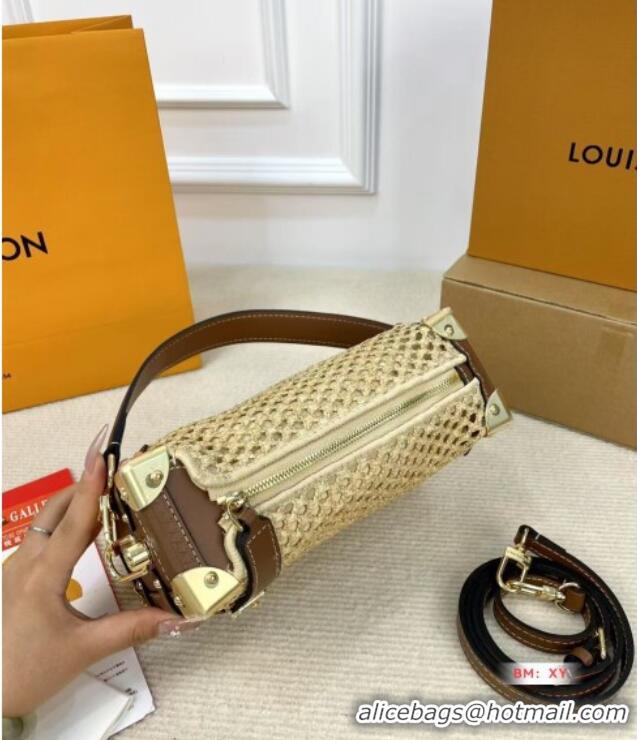 Spot Cheap Louis Vuitton Side Trunk MM Bag in Straw M14405 2025
