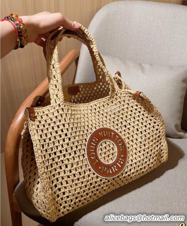 Cheap Wholesale Louis Vuitton OnTheGo MM Tote Bag in Straw M24723 2025