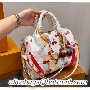 Well Crafted Louis Vuitton LV x TM Speedy Bandouliere 25 Bag in Monogram Cherry 0723 White 2025