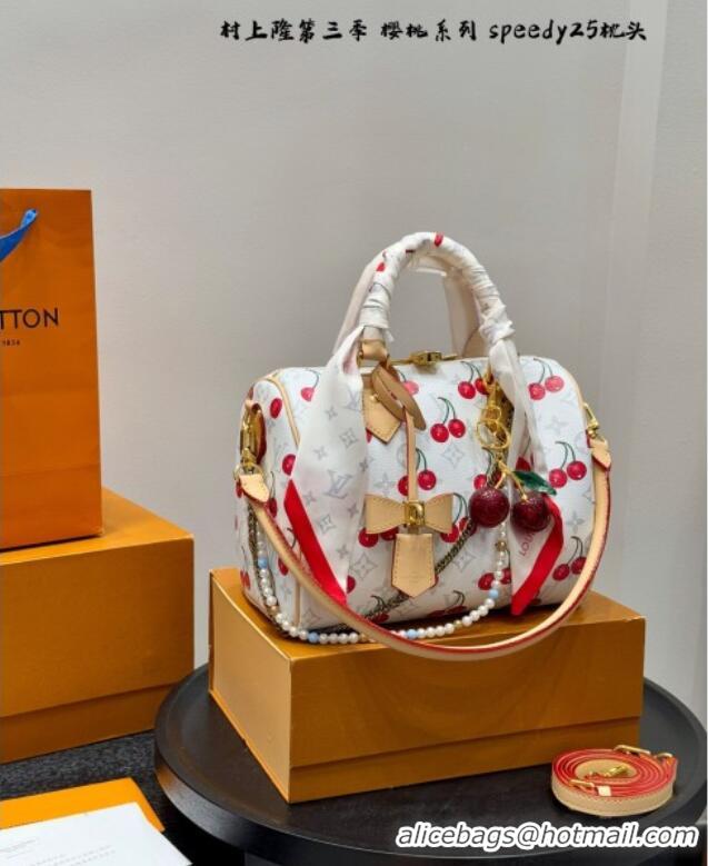 Well Crafted Louis Vuitton LV x TM Speedy Bandouliere 25 Bag in Monogram Cherry 0723 White 2025