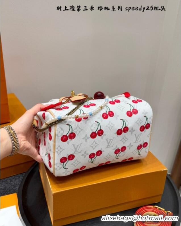 Well Crafted Louis Vuitton LV x TM Speedy Bandouliere 25 Bag in Monogram Cherry 0723 White 2025