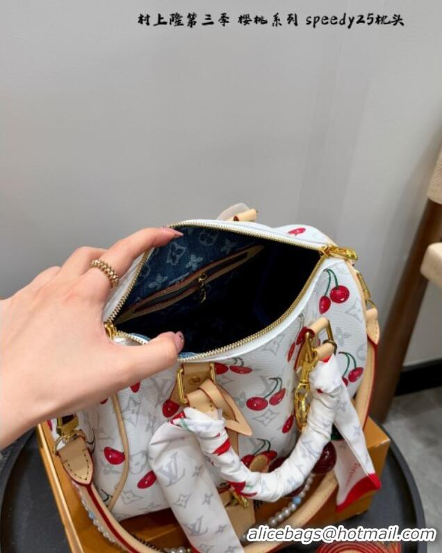 Well Crafted Louis Vuitton LV x TM Speedy Bandouliere 25 Bag in Monogram Cherry 0723 White 2025