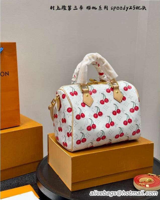 Well Crafted Louis Vuitton LV x TM Speedy Bandouliere 25 Bag in Monogram Cherry 0723 White 2025