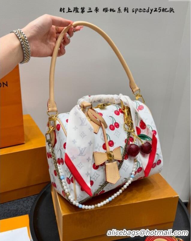 Well Crafted Louis Vuitton LV x TM Speedy Bandouliere 25 Bag in Monogram Cherry 0723 White 2025