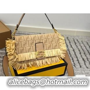 Best Price Fendi Baguette Bag in Straw with Fringe F0723 2025