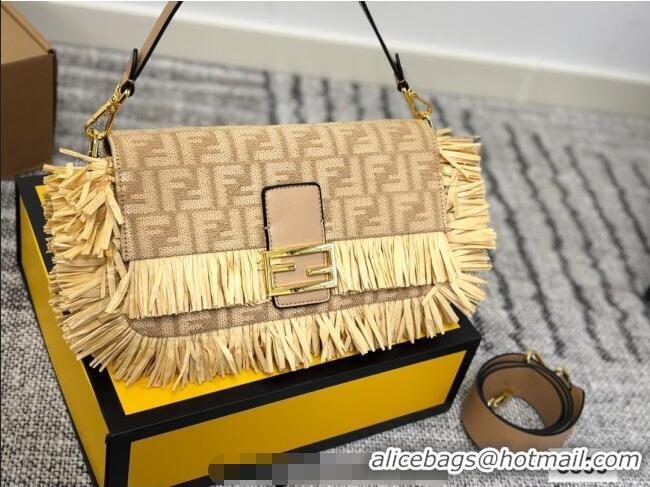 Best Price Fendi Baguette Bag in Straw with Fringe F0723 2025