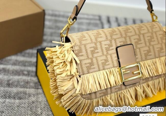 Best Price Fendi Baguette Bag in Straw with Fringe F0723 2025
