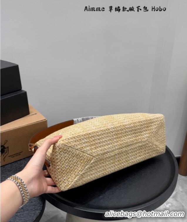 Top Quality Prada Aimee Straw Hobo Bag 1BC228 Brown 2025