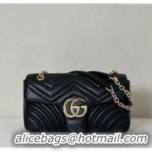 Original Cheap Gucci GG Marmont Medium Shoulder Bag 837267 Black/Gold 2025