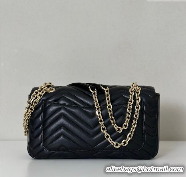 Original Cheap Gucci GG Marmont Medium Shoulder Bag 837267 Black/Gold 2025