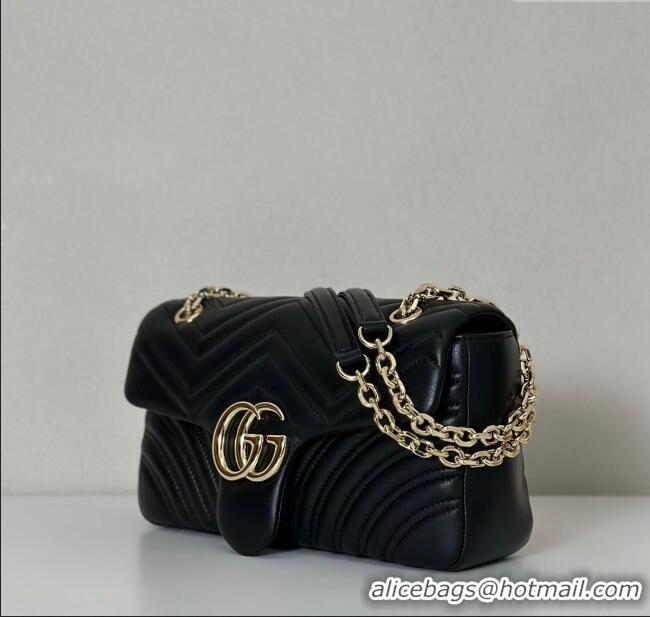 Original Cheap Gucci GG Marmont Medium Shoulder Bag 837267 Black/Gold 2025