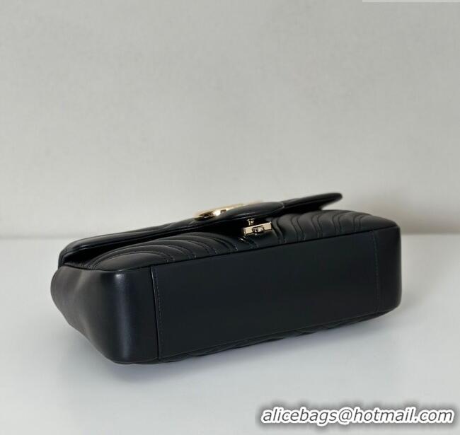 Original Cheap Gucci GG Marmont Medium Shoulder Bag 837267 Black/Gold 2025