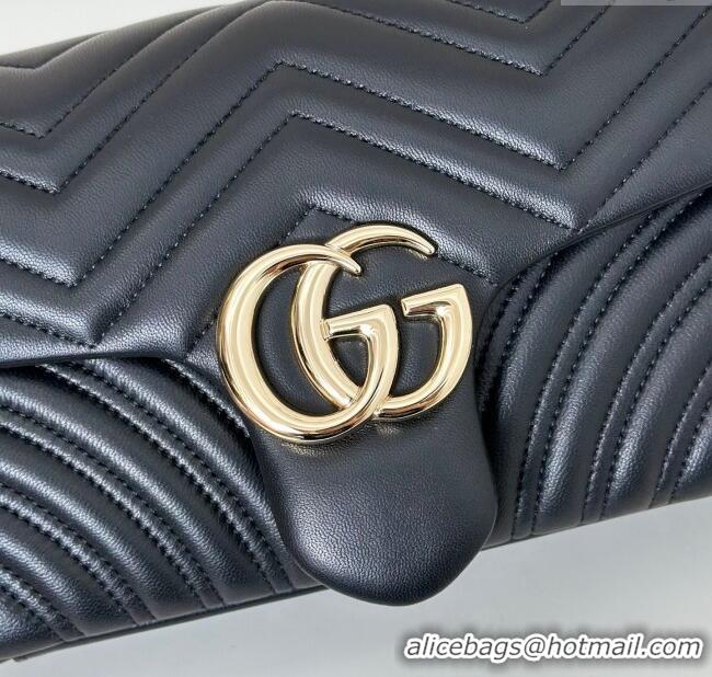 Original Cheap Gucci GG Marmont Medium Shoulder Bag 837267 Black/Gold 2025