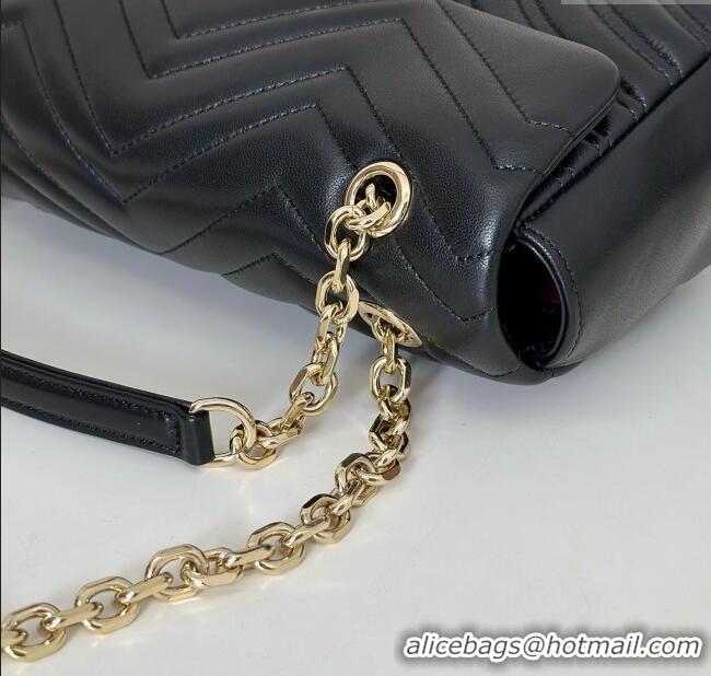 Original Cheap Gucci GG Marmont Medium Shoulder Bag 837267 Black/Gold 2025