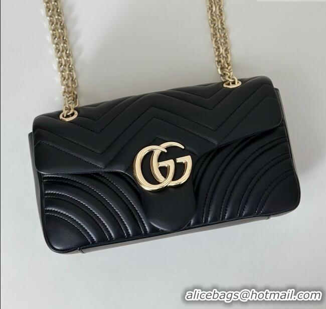 Original Cheap Gucci GG Marmont Medium Shoulder Bag 837267 Black/Gold 2025