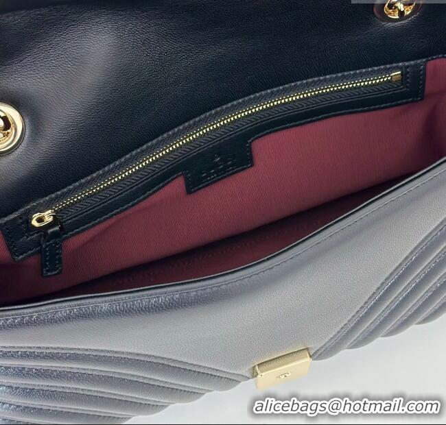 Original Cheap Gucci GG Marmont Medium Shoulder Bag 837267 Black/Gold 2025