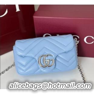 Original Cheap Gucci GG Marmont Mini Shoulder Bag 841290 Light Blue 2025