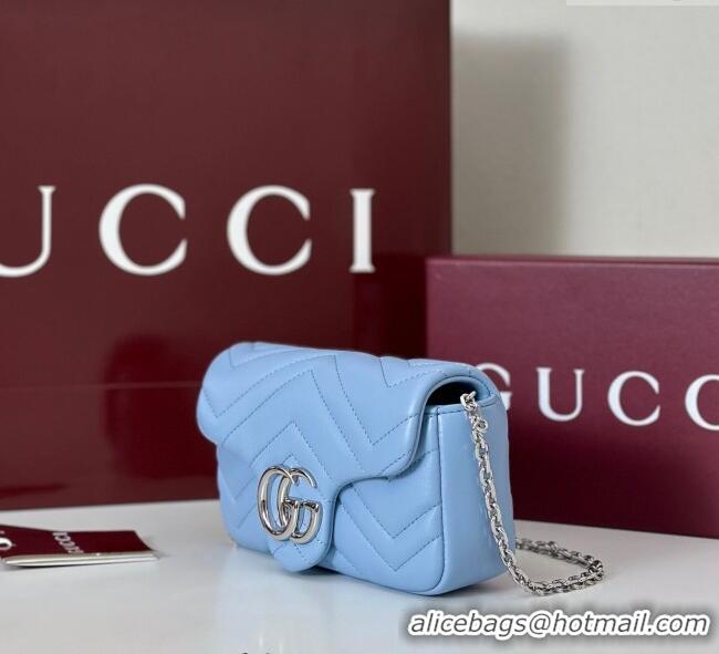 Original Cheap Gucci GG Marmont Mini Shoulder Bag 841290 Light Blue 2025