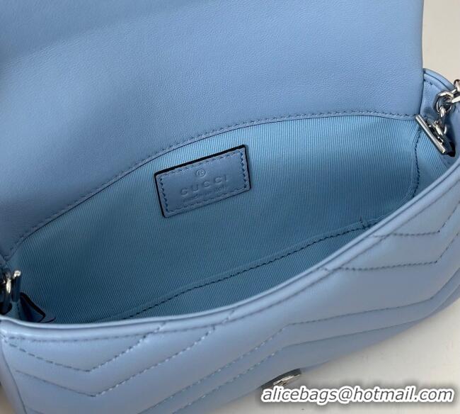 Original Cheap Gucci GG Marmont Mini Shoulder Bag 841290 Light Blue 2025