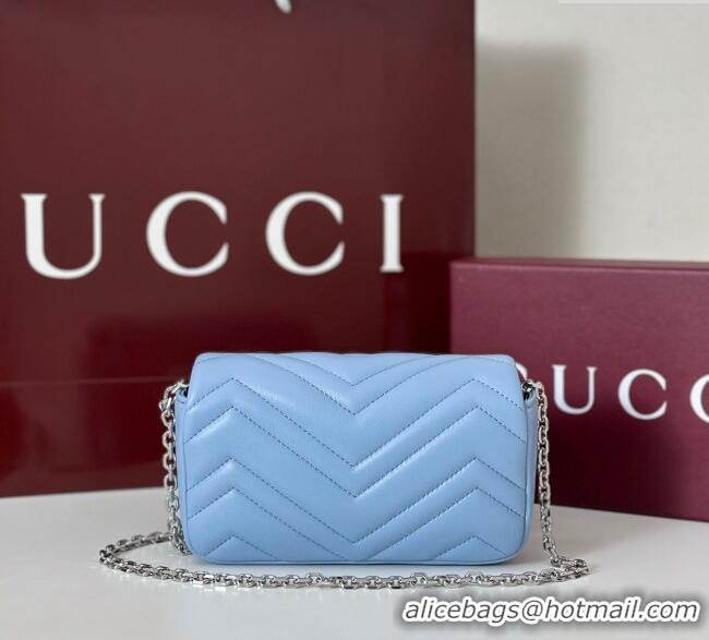 Original Cheap Gucci GG Marmont Mini Shoulder Bag 841290 Light Blue 2025