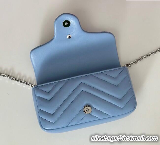 Original Cheap Gucci GG Marmont Mini Shoulder Bag 841290 Light Blue 2025