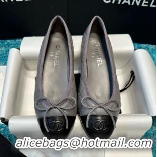 Durable Chanel Quilted Lambskin Ballet Flats CHB070717 Grey/Black