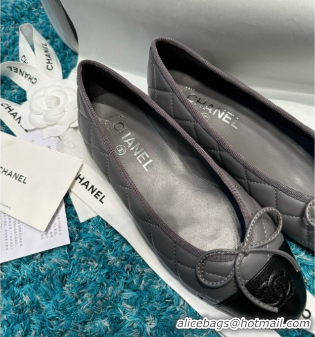 Durable Chanel Quilted Lambskin Ballet Flats CHB070717 Grey/Black