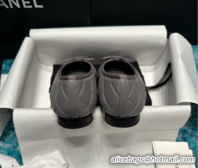 Durable Chanel Quilted Lambskin Ballet Flats CHB070717 Grey/Black