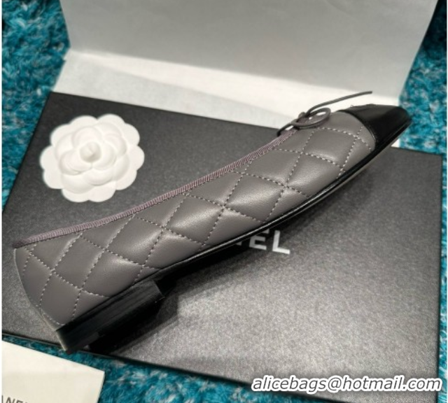 Durable Chanel Quilted Lambskin Ballet Flats CHB070717 Grey/Black