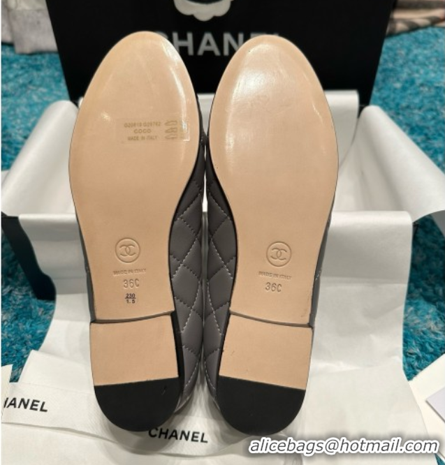 Durable Chanel Quilted Lambskin Ballet Flats CHB070717 Grey/Black