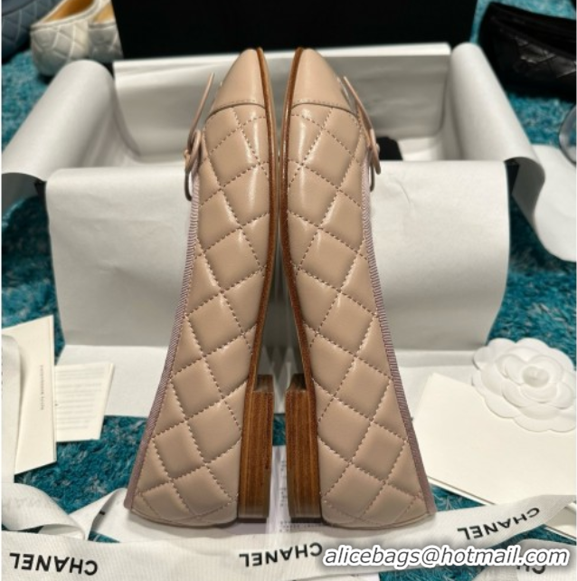 Shop Cheap Chanel Quilted Lambskin Ballet Flats CHB070719 Beige /Black