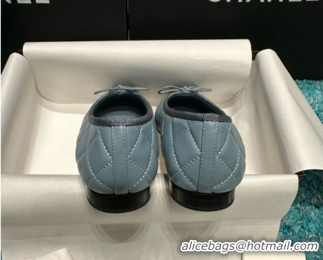 Buy Luxury Chanel Quilted Lambskin Ballet Flats CHB070720 Blue/Black