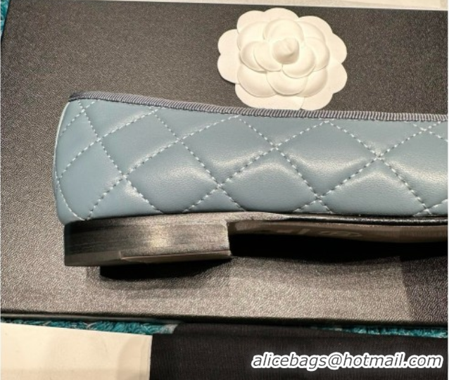 Buy Luxury Chanel Quilted Lambskin Ballet Flats CHB070720 Blue/Black