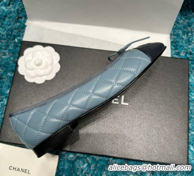 Buy Luxury Chanel Quilted Lambskin Ballet Flats CHB070720 Blue/Black